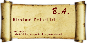 Blocher Arisztid névjegykártya